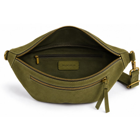 Farfouillette Zippered Vegan Banana Bag in Khaki