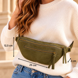 Farfouillette Sac Banane Zippé & Végan Kaki porté