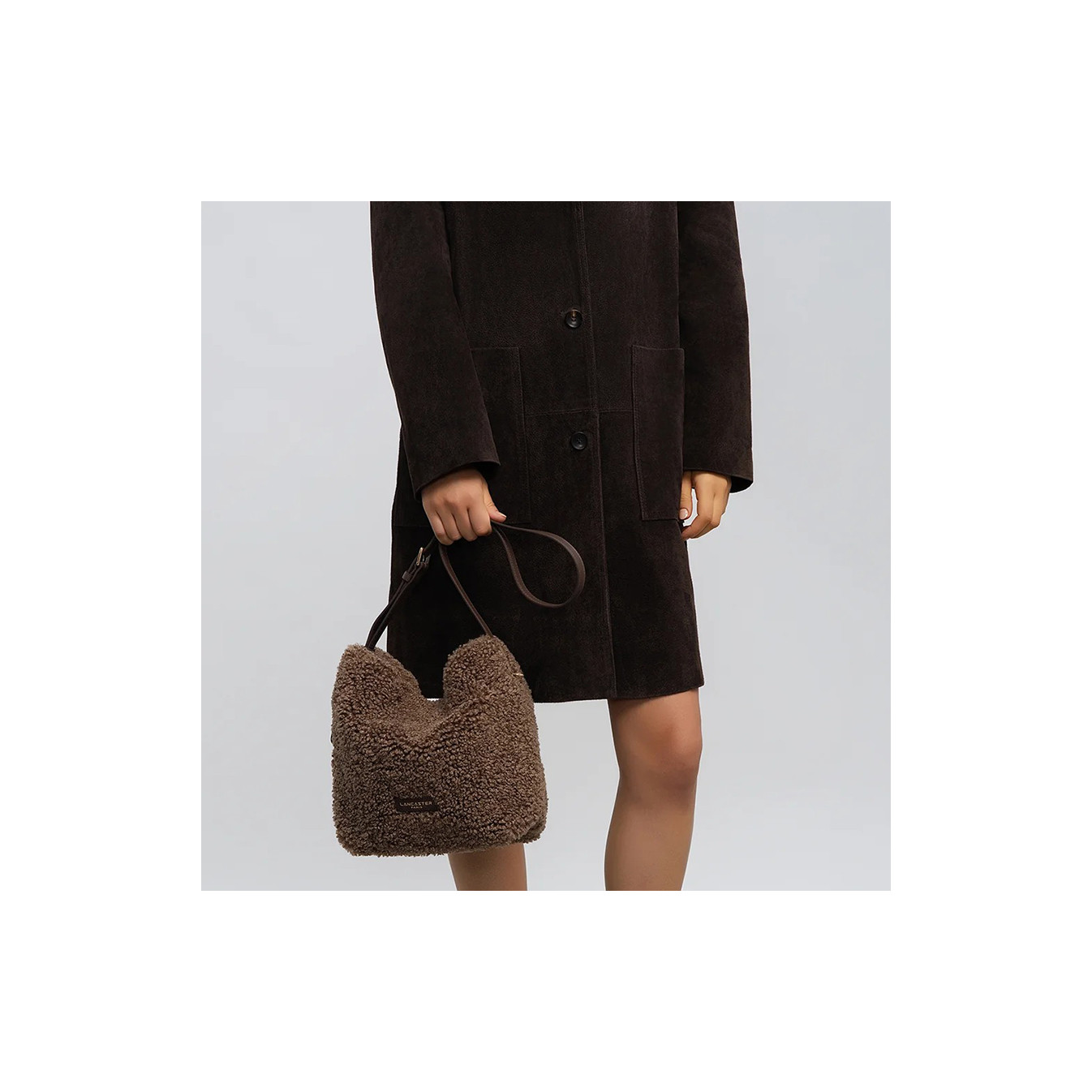 Lancaster Faux Fur Bucket Bag 518-089 Brown