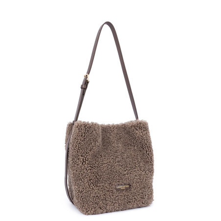 Lancaster Faux Fur Bucket Bag 518-089 Brown