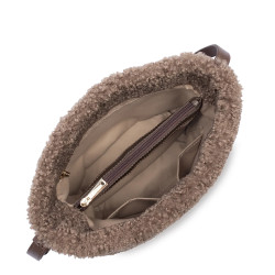 Lancaster Faux Fur Bucket Bag 518-089 Brown