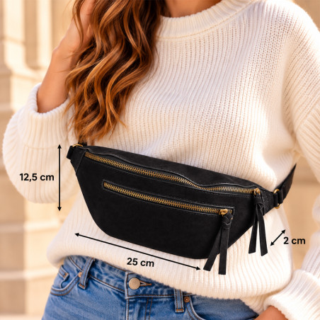 Farfouillette Sac Banane Zippé & Végan Noir porté