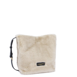 Lancaster Faux Fur Bucket Bag 518-089 Cream Black