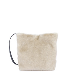 Lancaster Faux Fur Bucket Bag 518-089 Cream Black