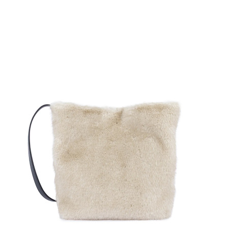 Lancaster Faux Fur Bucket Bag 518-089 Cream Black