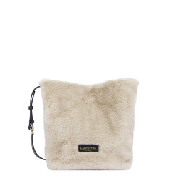 Lancaster Faux Fur Bucket Bag 518-089 Cream Black