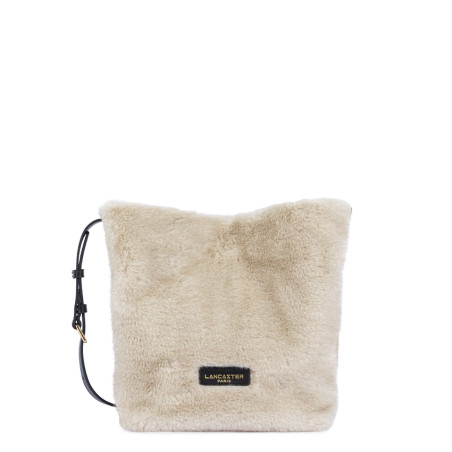 Lancaster Faux Fur Bucket Bag 518-089 Cream Black