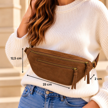 Farfouillette Zippered Vegan Banana Bag Moka