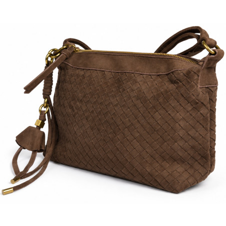 Farfouillette Sac Besace Tressé Café côté