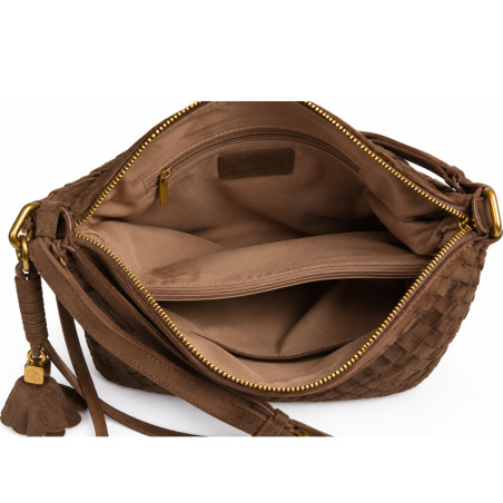 Farfouillette Sac Besace Tressé Café ouvert
