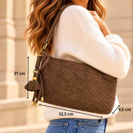 Farfouillette Sac Besace Tressé Café porté