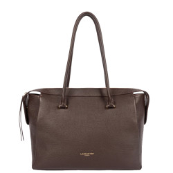 Lancaster Dune Sac Shopping En Cuir Grainé 529-97 Marron Foncé