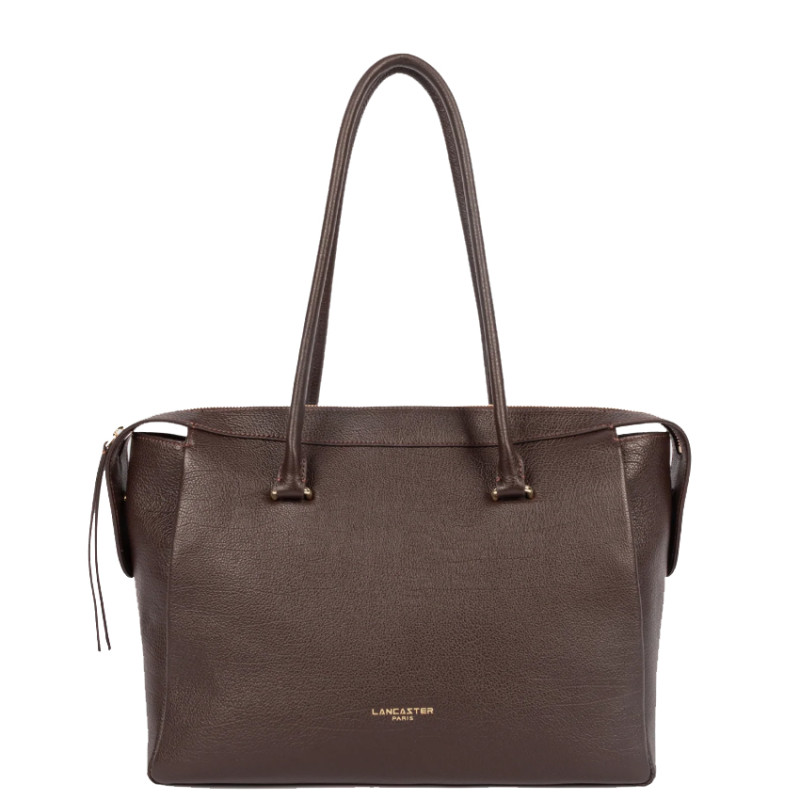 Lancaster Dune Grainy Leather Shopping Bag 529-97 Dark Brown