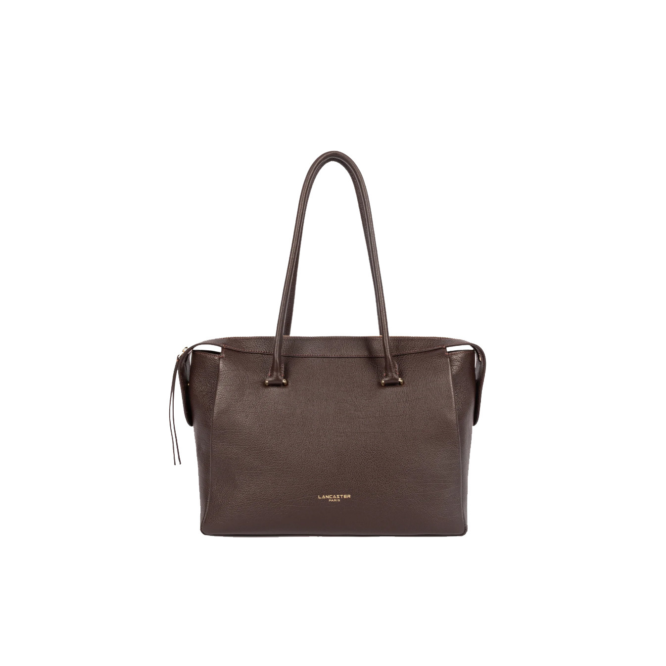 Lancaster Dune Sac Shopping En Cuir Grainé 529-97 Marron Foncé