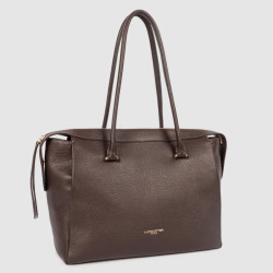 Lancaster Dune Sac Shopping En Cuir Grainé 529-97 Marron Foncé