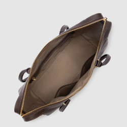 Lancaster Dune Sac Shopping En Cuir Grainé 529-97 Marron Foncé ouvert