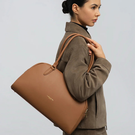 Lancaster Donna Bow Large Bowling Bag 480-094 Mocha
