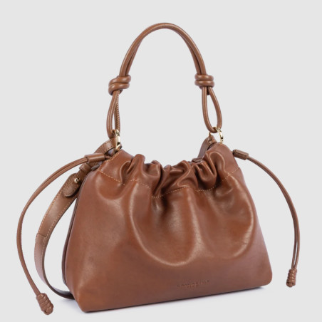 Lancaster Lush Sac Besace A Lacets Cognac  côté