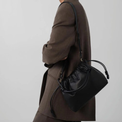 Lancaster Lush Shoulder Bag with Side Laces Black