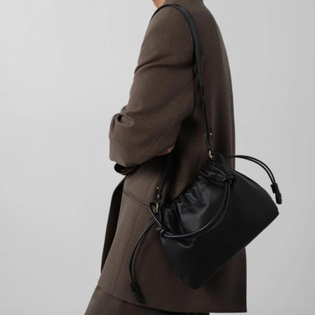 Lancaster Lush Shoulder Bag with Side Laces Black