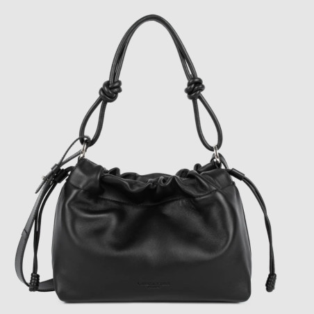 Lancaster Lush Shoulder Bag with Side Laces Black