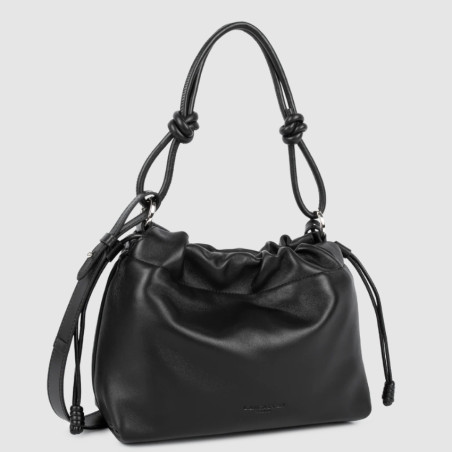 Lancaster Lush Shoulder Bag with Side Laces Black