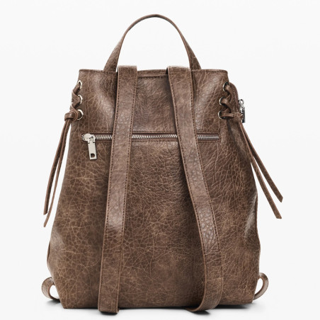 Desigual Half Logo Sac A Dos Effet Cuir Marron Oscuro dos
