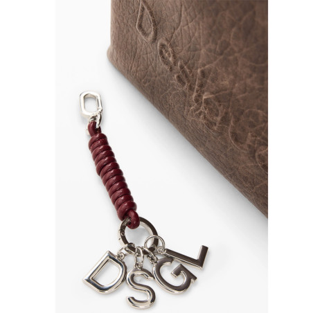 Desigual Half Logo Sac A Dos Effet Cuir Marron Oscuro porte-clés