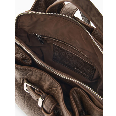 Desigual Half Logo Sac A Dos Effet Cuir Marron Oscuro ouvert