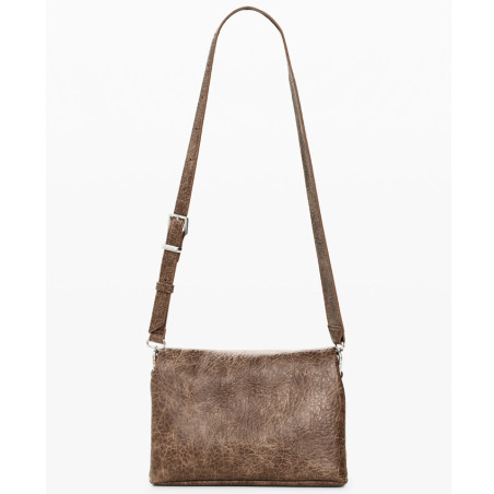 Desigual Half Logo Sac Porté Travers A Rabat Effet Cuir Marron Oscuro dos