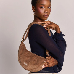 Hindbag Andrea Banana Bag in Bio Velvet Macchiato
