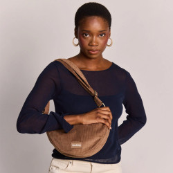 Hindbag Andrea Banana Bag in Bio Velvet Macchiato