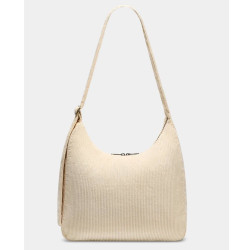 Hindbag Claire Hobo Bag in Velvet & Cotton Beige