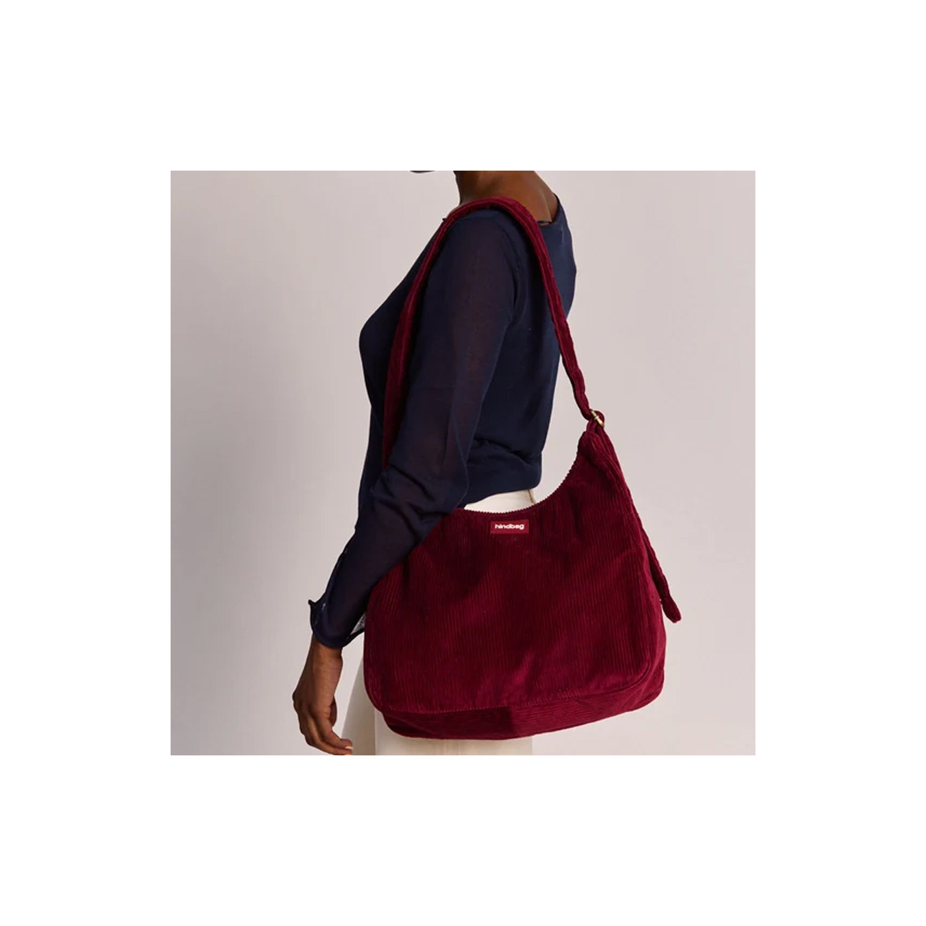 Hindbag Claire Sac Hobo En Velours & Coton Bordeaux