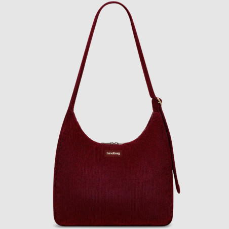 Hindbag Claire Hobo Bag in Velvet & Cotton Burgundy