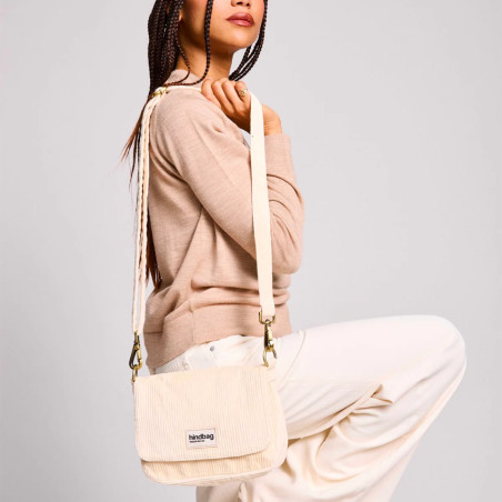 Hindbag Margault Sac Trotteur En Velours & Coton Beige