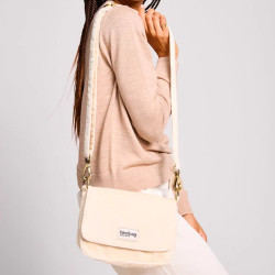 Hindbag Margault Sac Trotteur En Velours & Coton Beige