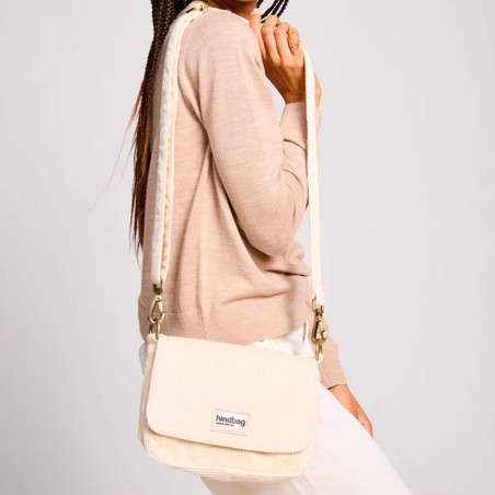 Hindbag Margault Trotter Bag in Velvet & Cotton Beige