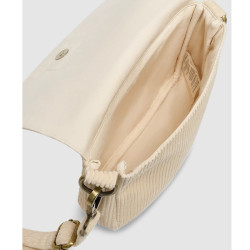 Hindbag Margault Sac Trotteur En Velours & Coton Beige ouvert