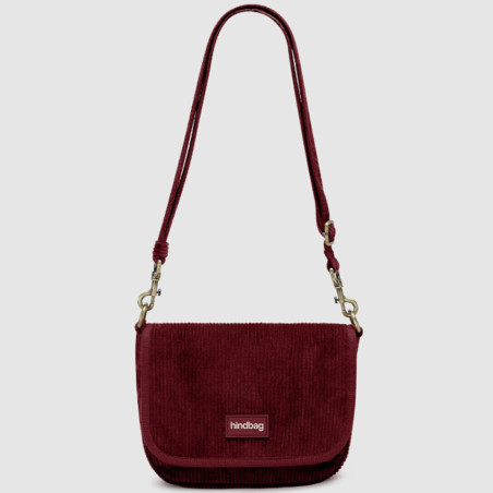 Hindbag Margault Sac Trotteur En Velours & Coton Bordeaux face