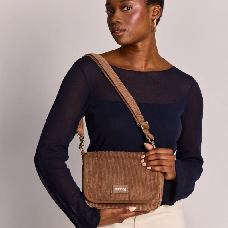 Hindbag Margault Trotter Bag in Velvet & Cotton Macchiato