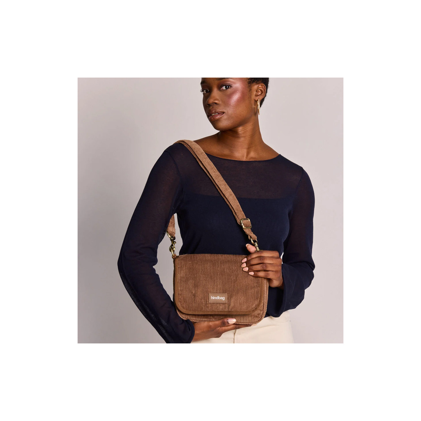 Hindbag Margault Sac Trotteur En Velours & Coton Macchiato