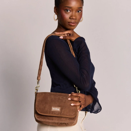 Hindbag Margault Trotter Bag in Velvet & Cotton Macchiato