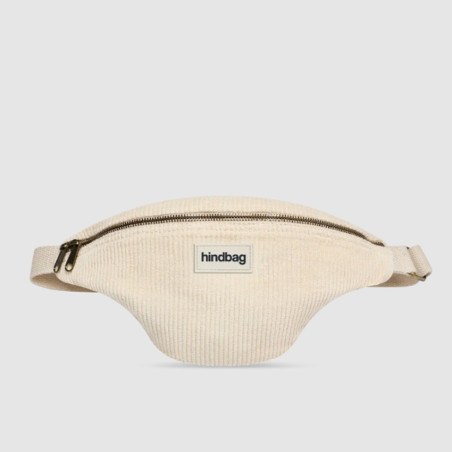 Hindbag Olivia Sac Banane En Velours & Coton Beige face