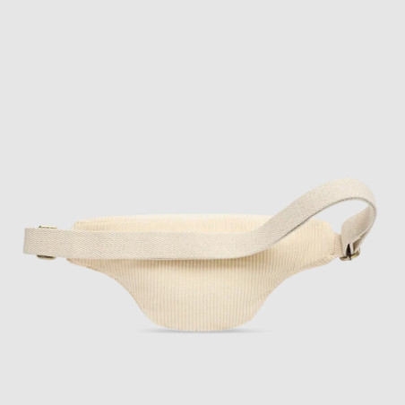 Hindbag Olivia Banana Bag in Velvet & Cotton Beige