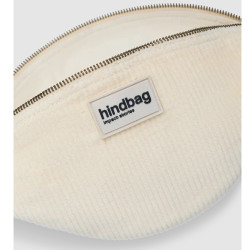 Hindbag Olivia Sac Banane En Velours & Coton Beige ouvert
