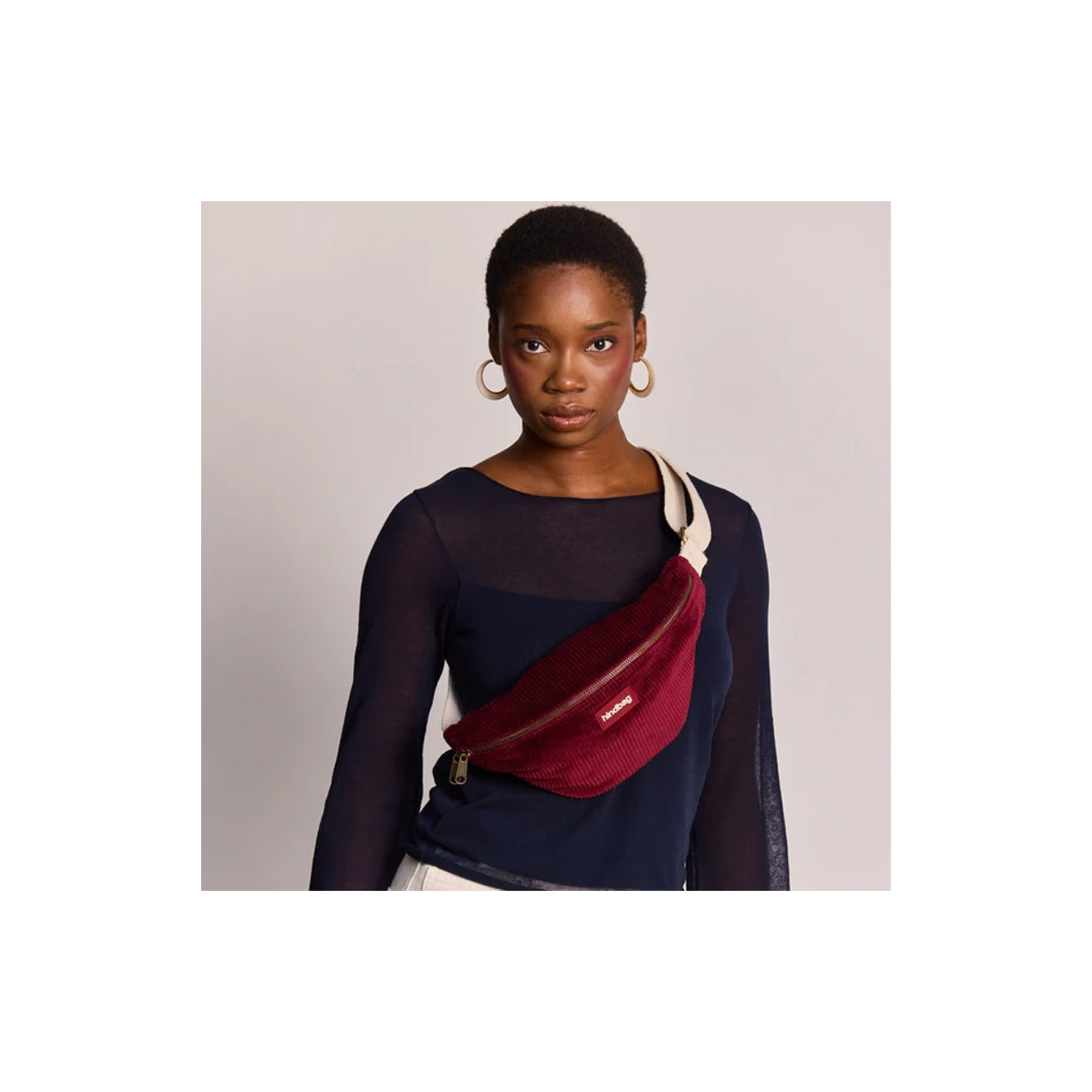 Hindbag Olivia Sac Banane En Velours & Coton Bordeaux