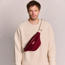 Hindbag Olivia Banana Bag in Velvet & Cotton Bordeaux