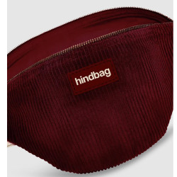 Hindbag Olivia Sac Banane En Velours & Coton Bordeaux ouvert