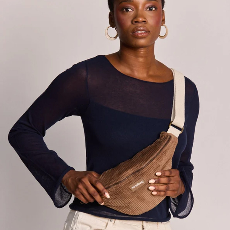 Hindbag Olivia Sac Banane En Velours & Coton Macchiato